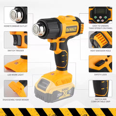 DEWALT DCE530 20V Temperatures Adjustable Hot Air Gun Cordless Heat Gun 550°C High Power Welding Thermal Blower Power Tools